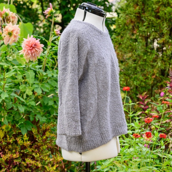 Wrap London NWOT Alpaca ¾ sleeve, jewel neck collar sweater, Gray - Picture 2 of 5